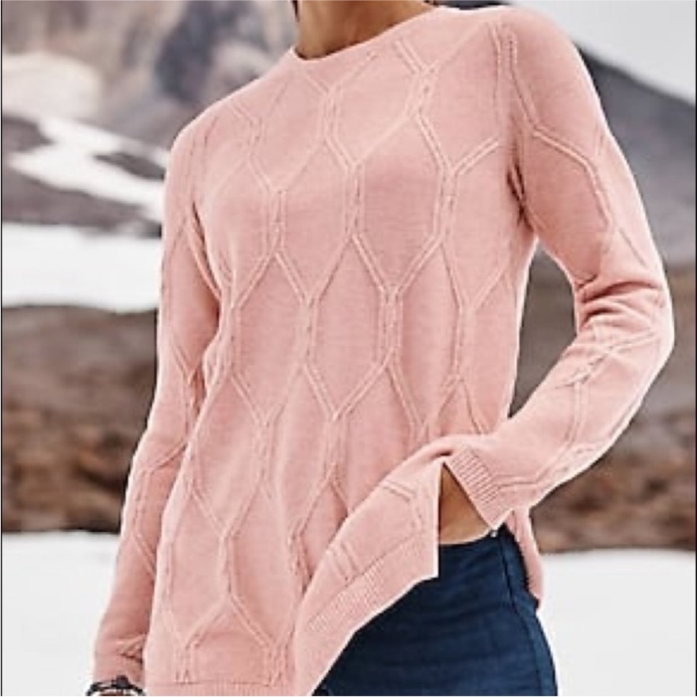 J. Jill Soft Pink Cable-Textured Crewneck Sweater
